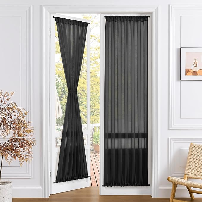 Tollpiz Sheer Door Curtains Closet Linen Textured Curtain Sheers Doorway Light by Tollpiz