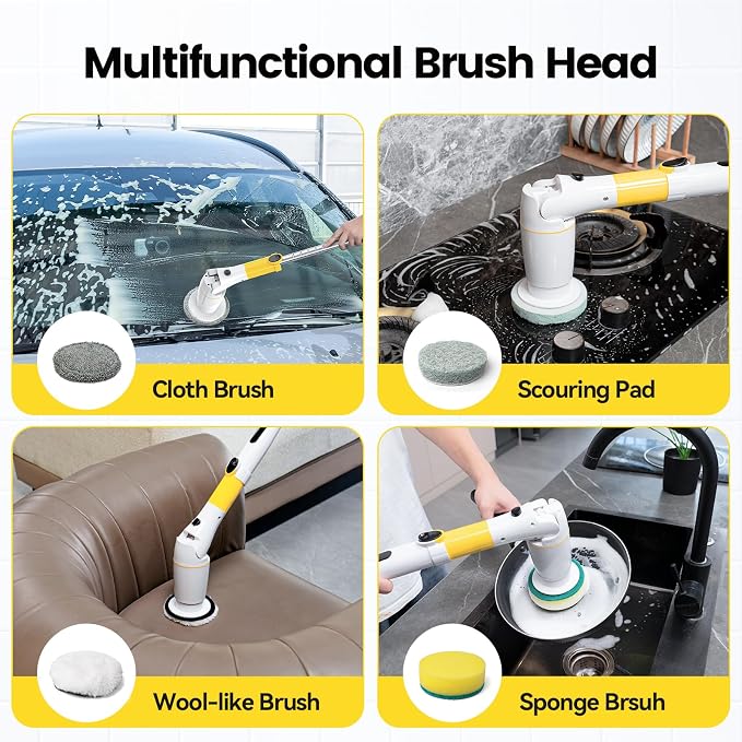 Electric Spin Scrubber, Cordless Cleaning Brush Shower Scrubber Up to 550 RPM - Image 4