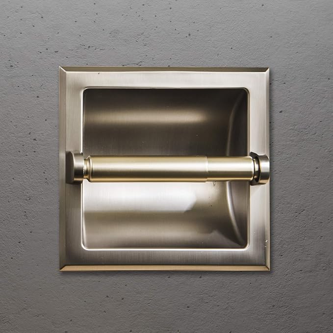 SENTO Recessed Brushed Nickel Toilet Paper Holder, Wall Mounted Heavy Duty - Image 5
