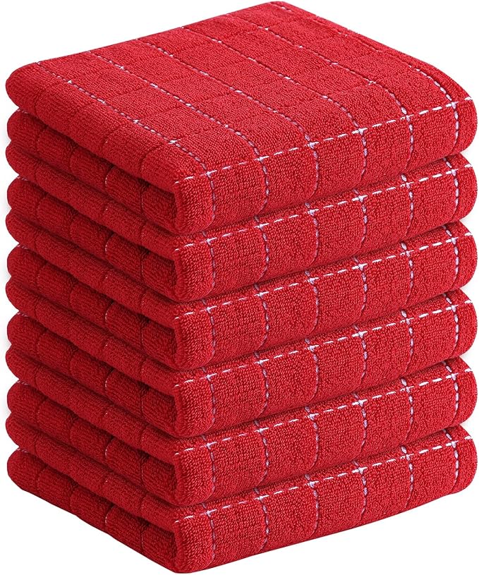 Homaxy 100% Cotton Terry Kitchen Towels, Checkered Designed, Soft and Super by Homaxy
