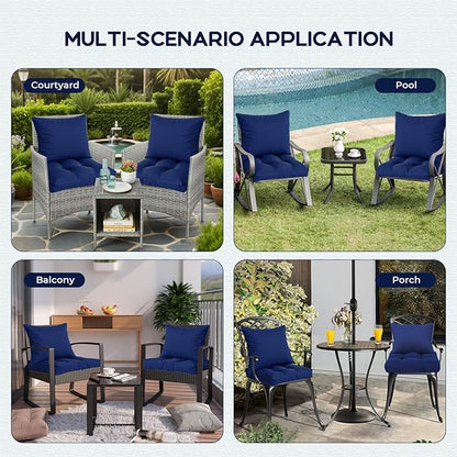 Waterproof Outdoor Chair Cushions Set of 2, Patio Cushions for Outdoor Furniture Water-Resistant & Fade-Resistant, Deep Seat & Back Cushion for Chair Sofa, 22x22 Inch (Navy)