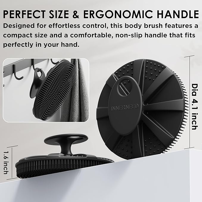 INNERNEED Food-Grade Soft Silicone Body Scrubber Shower Brush Handheld - Image 4