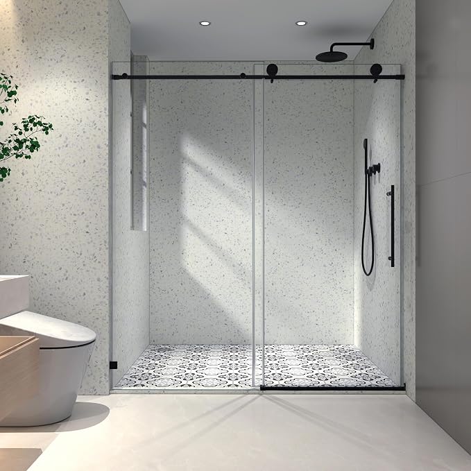 Frameless Shower Door 49"-54" W x 76" H-5/16 Tempered Glass Single Sliding by Favfurish