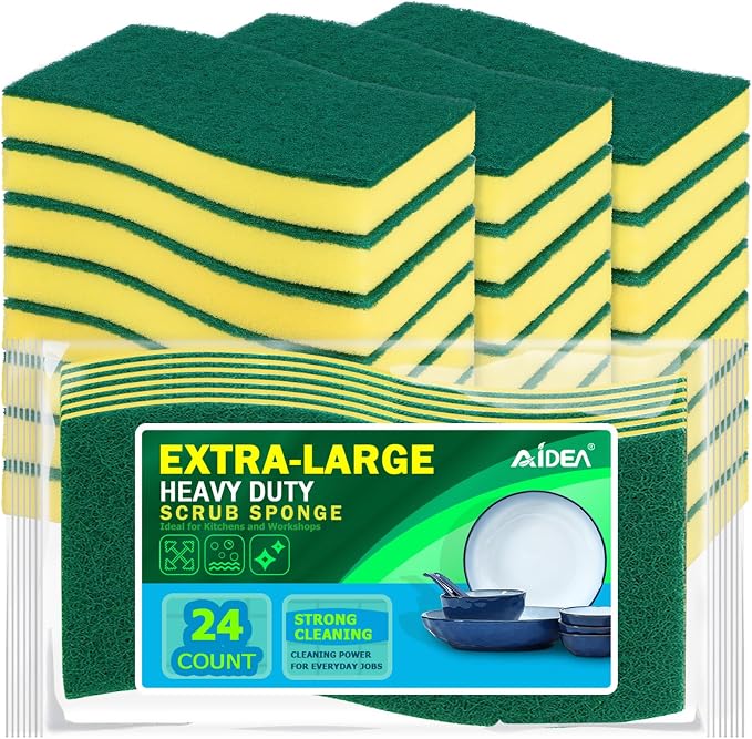 AIDEA Sponges Kitchen, XL Heavy Duty Dish Sponge, Cleaning Dish Scrubber Sponge by AIDEAHOME
