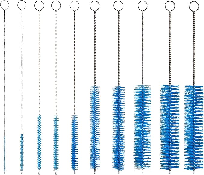10" Tube Cleaning Brush Set, 10 Pack, Extra Long Nylon Straw Brushes - Image 2