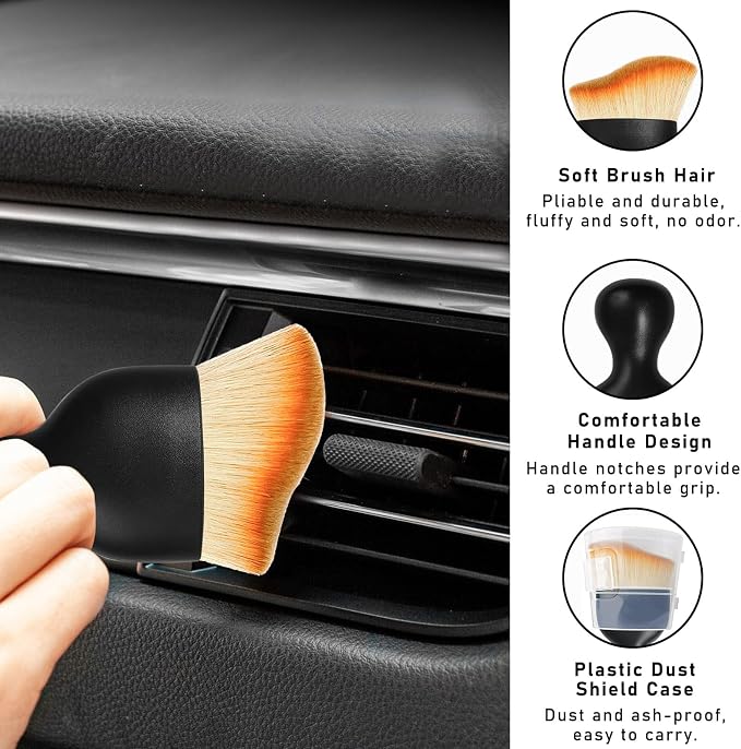 2PCS Car Interior Dust Brush, Soft Scratch Free Auto Detailing Brushes - Image 3