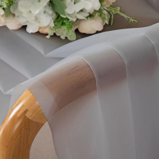 Chyhomenyc Light Grey Sheer Curtains 54 Inch Long 2 Panels, Light Filtering Rod - Image 2