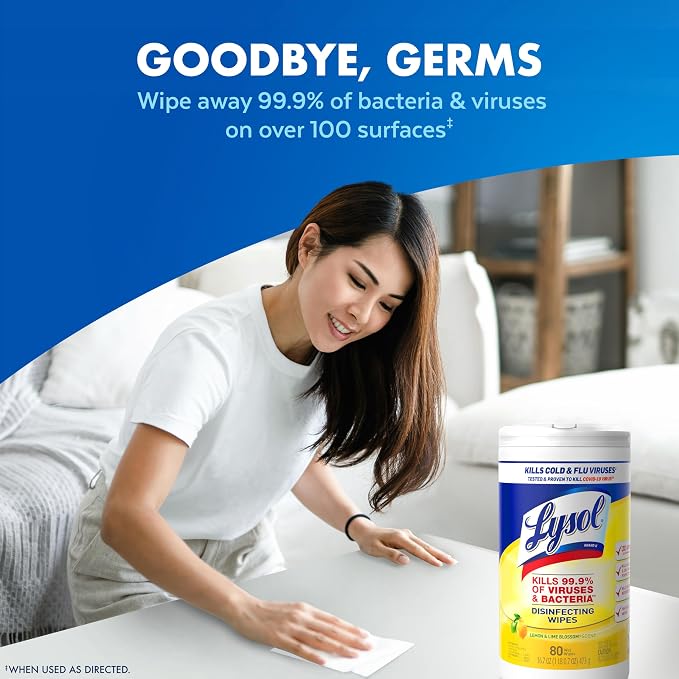 Lysol Disinfecting Wipes Bundle, Home Apartment Dorm Room Essentials and - Image 2
