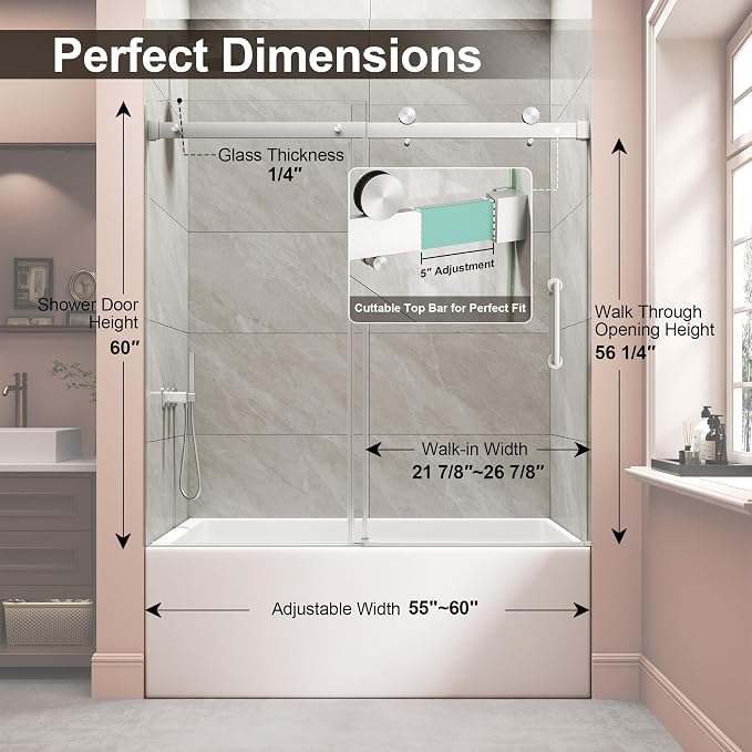 Frameless Bathtub Shower Door, Tub Sliding Door - Image 2