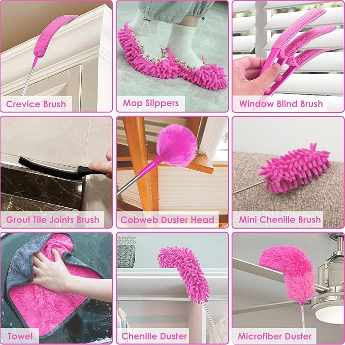 ThinkLearn Microfiber Dusters for Cleaning, Bendable Washable and Extendable - Image 8