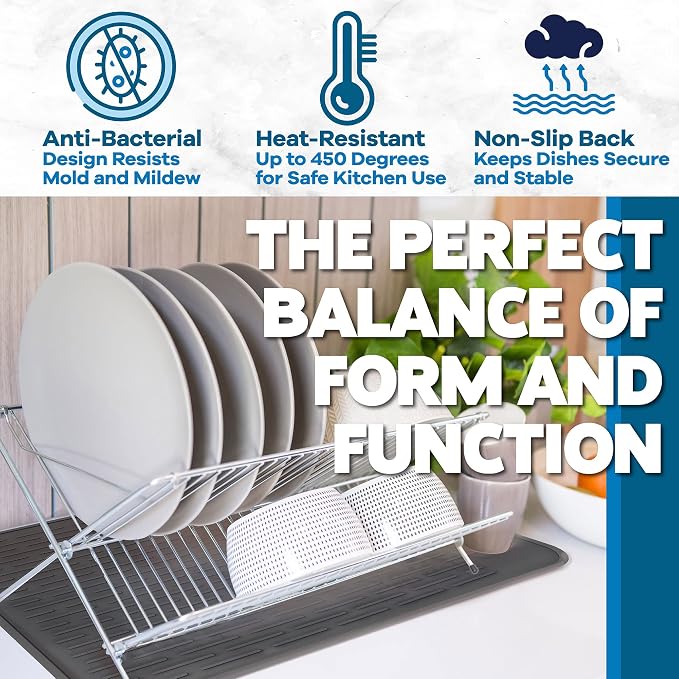 Large Silicone Dish Drying Mat for Kitchen Counter or Under Sink, Waterproof - Image 4