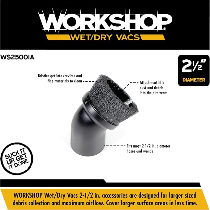 WORKSHOP Wet/Dry Vacs Shop Vacuum Accessories WS25001A Dusting Brush Attachment - Image 3