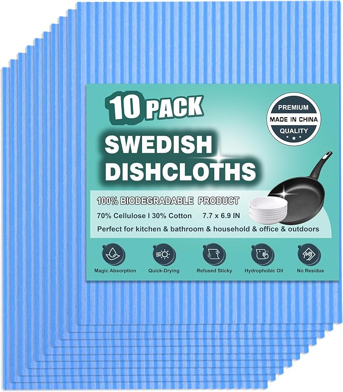 METUUTER 10 Packs Swedish Dishcloths, Reusable Kitchen Dishcloths Compostable by METUUTER
