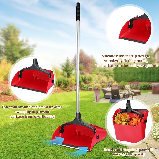 Weewooday 8 Pieces Commercial Lobby Dustpan Plastic Upright Dust Pan - Image 4