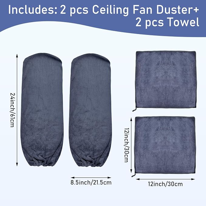 4 PCS Ceiling Fan Duster Kits, 100% Microfibre Fan Blade Cleaner - Image 2