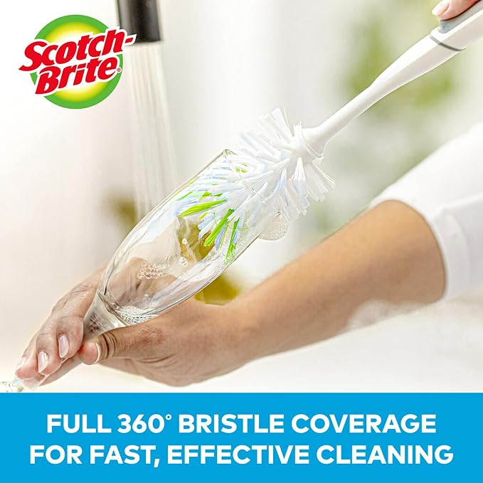 Scotch-Brite Glass and Water Bottle Brush, Long-Lasting Bristles, Safe On - Image 4