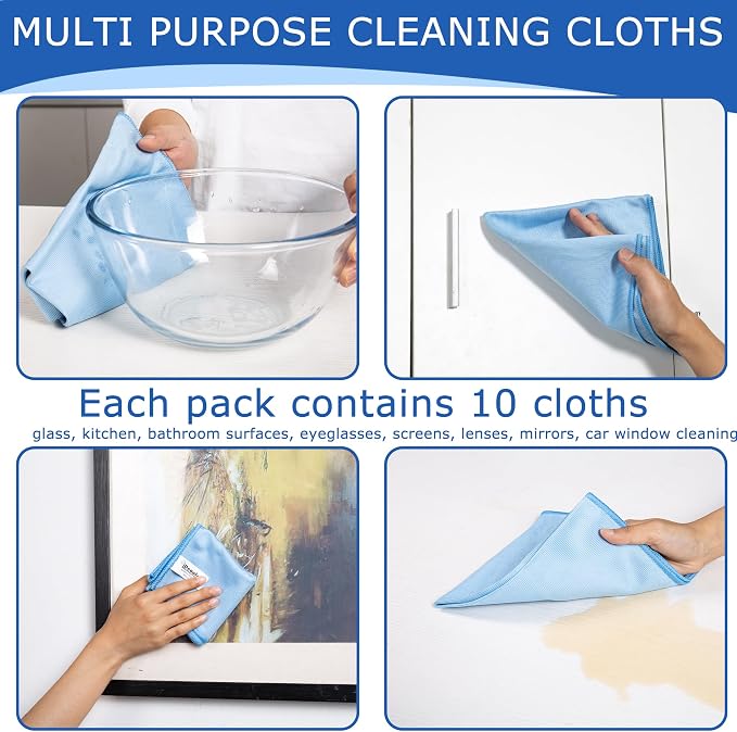 iDeaology 10 Pack XL Streak Free Premium Microfiber Glass Cleaning Cloth - Image 5