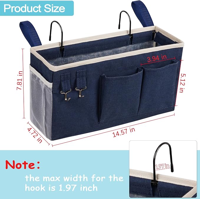 Loghot Bedside Caddy/Bedside Storage Bag Hanging Organizer - Image 3