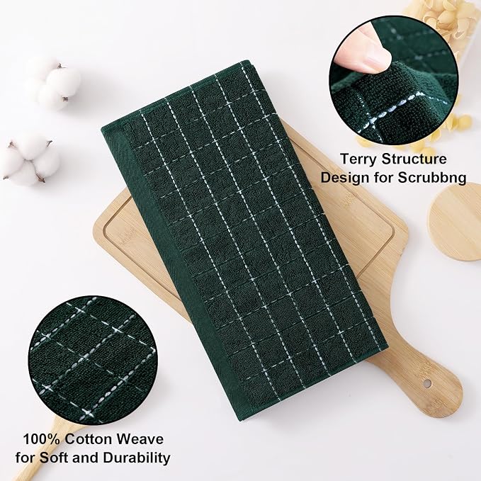 Homaxy 100% Cotton Terry Kitchen Dish Cloths, Ultra Soft and Absorbent Dish - Image 2
