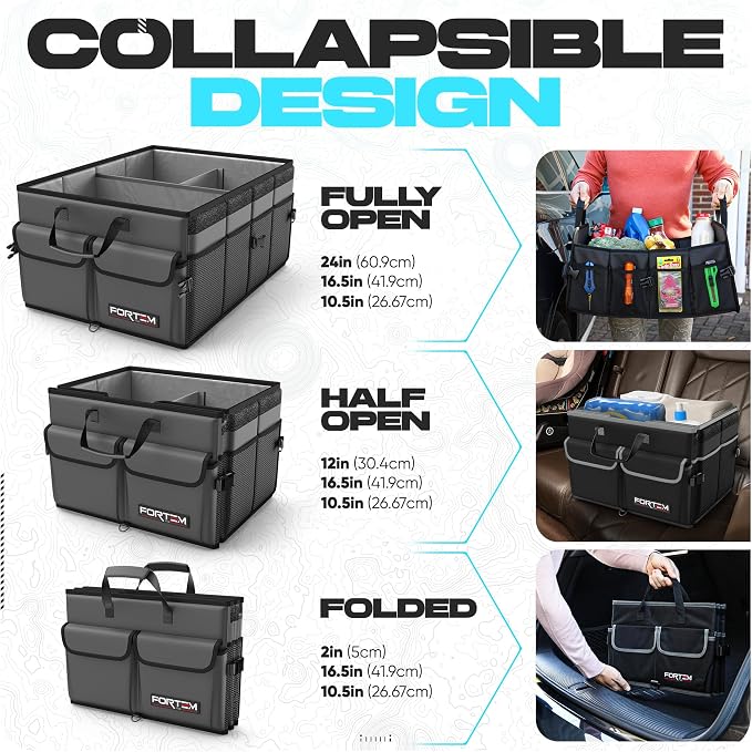 FORTEM Trunk Organizer For SUV Car Trunk Organizer, Foldable Storage, Car - Image 7