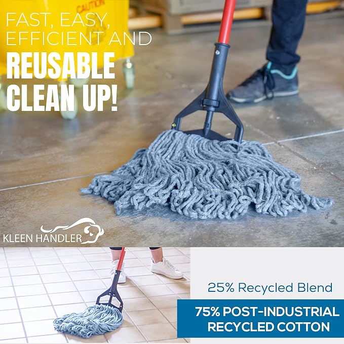 KLEEN HANDLER HEAVY DUTY Commercial Mop Head Replacement, Wet Industrial Blue - Image 5