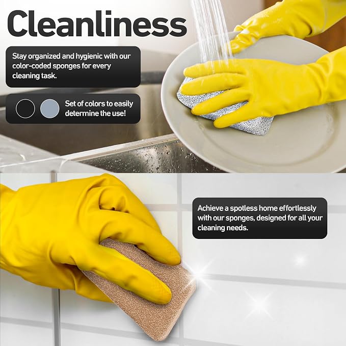 Casanero 6-Pack Silicone Scrubbing Sponges, Heavy-Duty, Non-Scratch | Reusable - Image 4