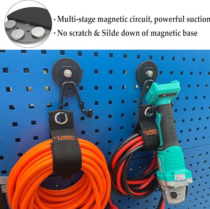 ULIBERMAGNET Heavy Duty Magnetic Garage Hooks, 10 Pack Strong Large Magnet Hook - Image 4