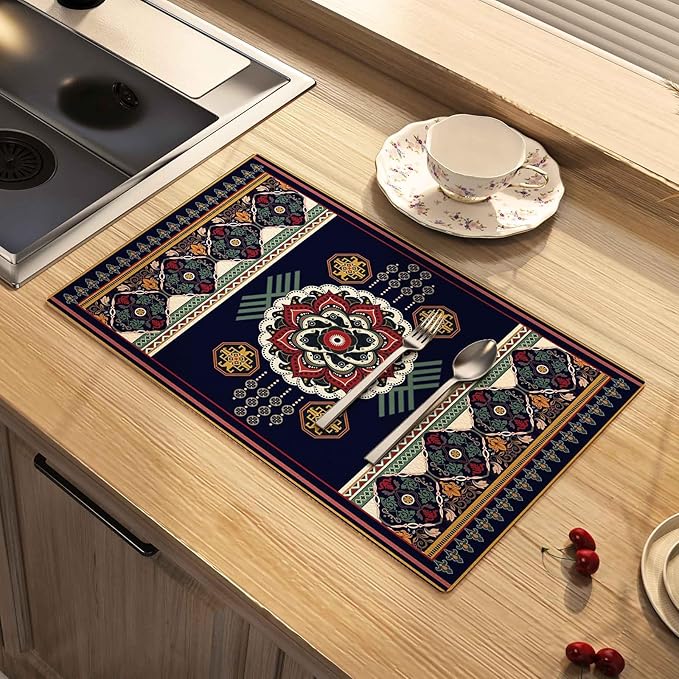 Dish Drying Mat Absorbent Moroccan Coffee Mat Rubber Backed Soft Silicone by ARTBLOSS