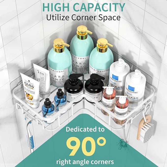 Moforoco Corner Adhesive Shower Caddy, - Image 2
