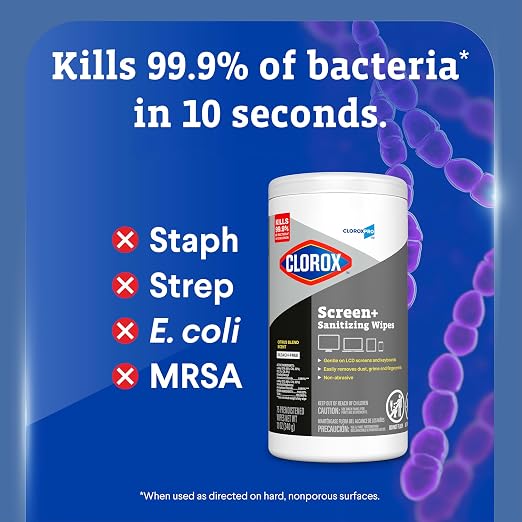 CloroxPro Clorox Screen+ Sanitizing Wipes, Bleach Free Cleaning Wipes, Citrus - Image 3