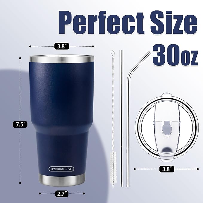 D·S 30 oz Navy Tumbler Stainless Steel Double Wall Vacuum Insulated Mug - Image 2