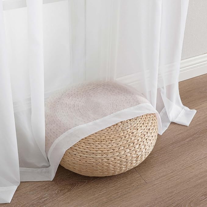Chyhomenyc White Sheer Curtains 90 Inches Long 2 Panels, Light Filtering White - Image 7