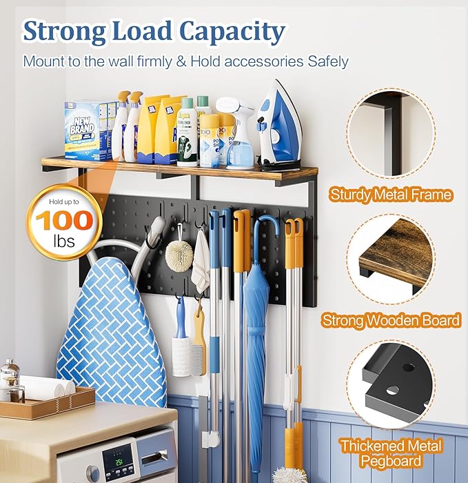 Ironing Board Hanger Wall Mount, Large Storage Iron and Ironing Board Holder - Image 4