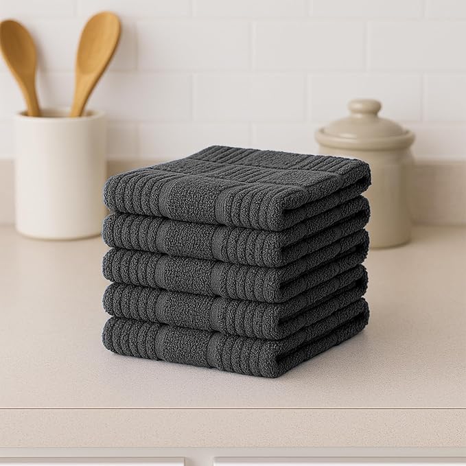 DecorRack 10 Pack 100% Cotton Kitchen Towels, 12x12 inch Soft Terry Dishcloths - Image 6