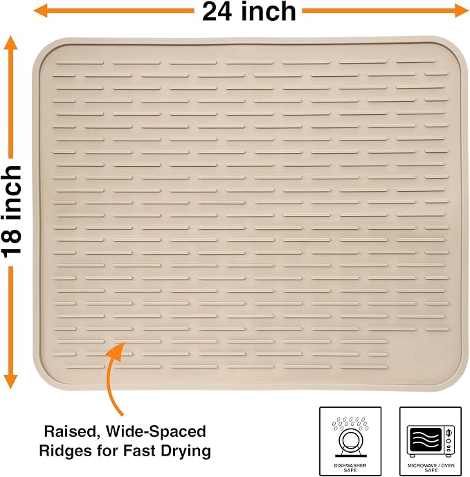 XXL Silicone Dish Drying Mat for Kitchen Counter or Under Sink, Waterproof Pet - Image 3