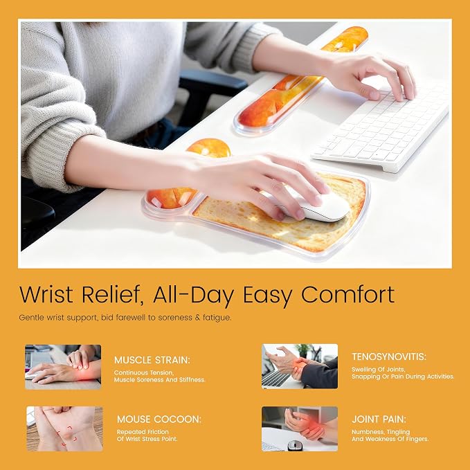 Ospelelf Mouse Pad with Wrist Rest and Ergonomic Gel Keyboard Hand Wrist - Image 2