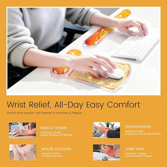 Ospelelf Mouse Pad with Wrist Rest and Ergonomic Gel Keyboard Hand Wrist - Image 2