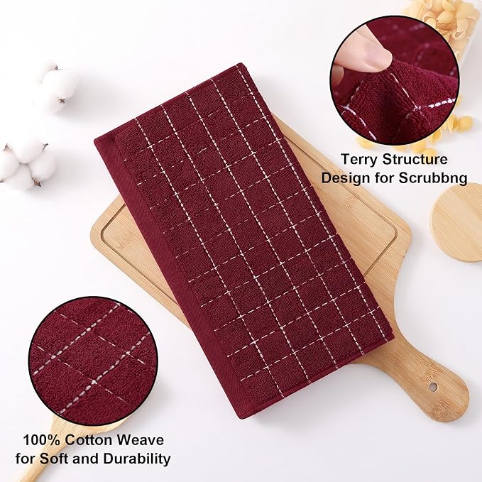 Homaxy 100% Cotton Terry Kitchen Dish Cloths, Ultra Soft and Absorbent Dish - Image 2
