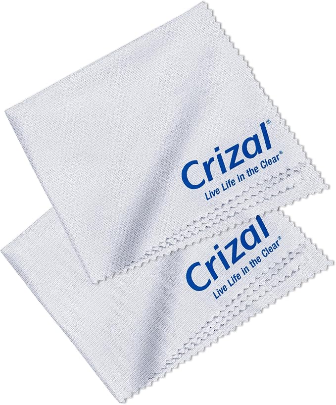 Eyeglass Cleaning Cloths –2 Pack Premium Microfiber – Designed & Tested by Crizal