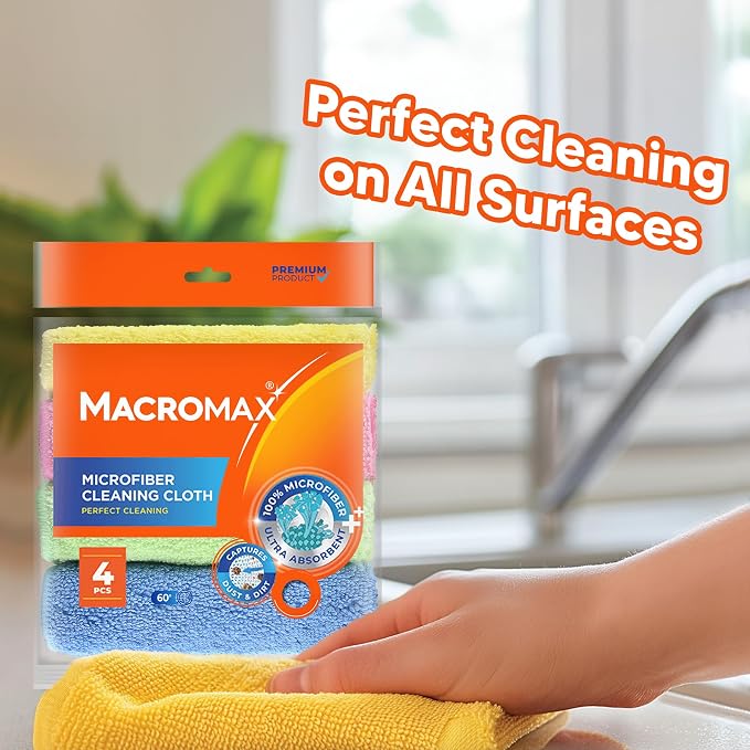 Microfiber Cleaning Cloth – Pack of 4 – Ultra Absorbent Lint‑Free Reusable - Image 3