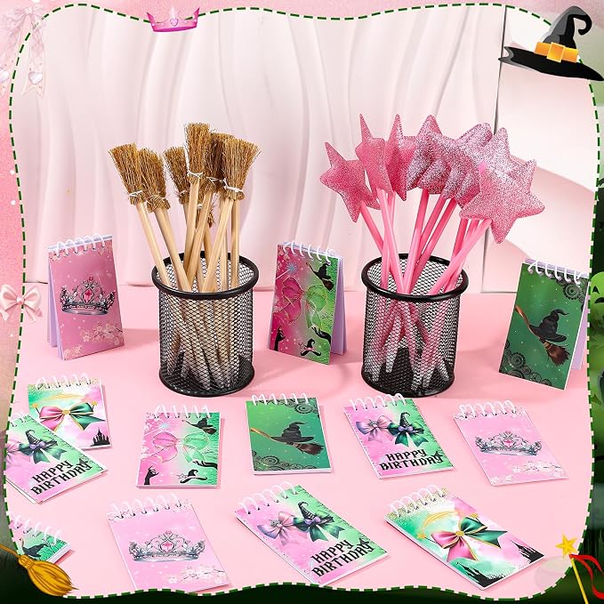40 Pcs Princess and Witch Party Favors Include 10 Witch Broom Pencils 10 Pink - Image 3