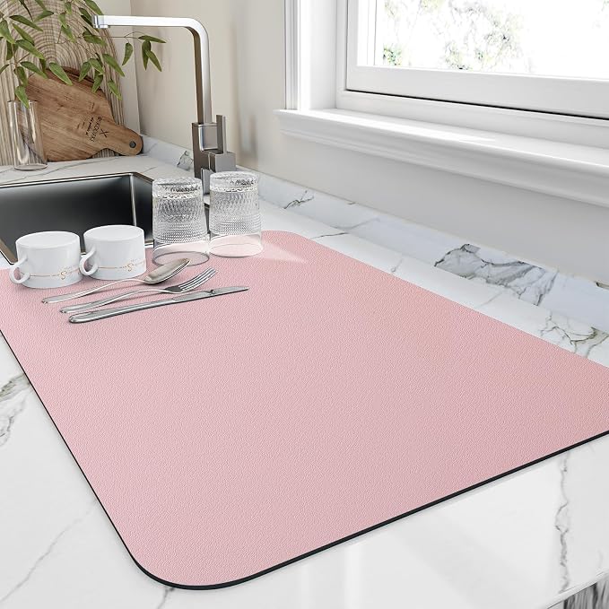 Dish Drying Mat for Kitchen Counter, Heat Resistant Drainer Mats by HotLive