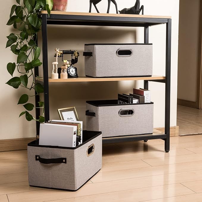 PRANDOM Fodable Storage Bins for Closet Decorative Fabric Storage Baskets Cubes - Image 3