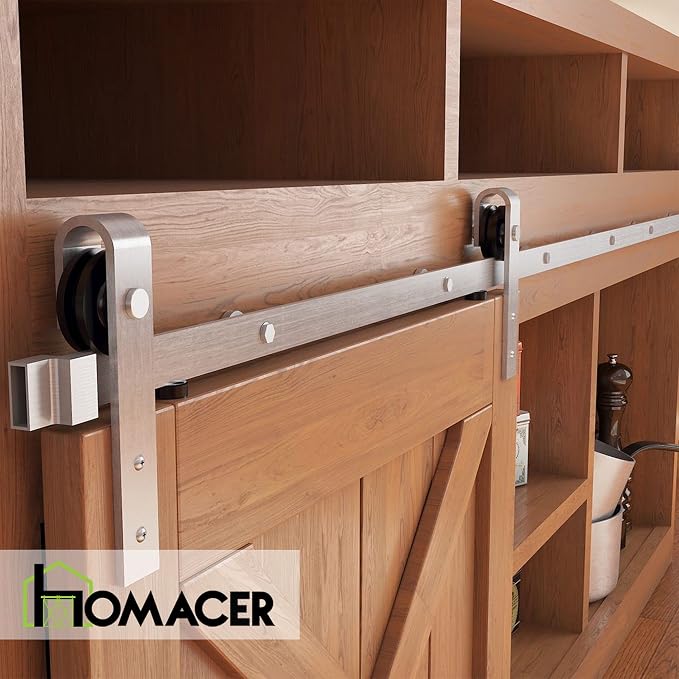 Homacer Mini Brushed Nickel Non-Bypass Sliding Barn Door Hardware Kit, - Image 6
