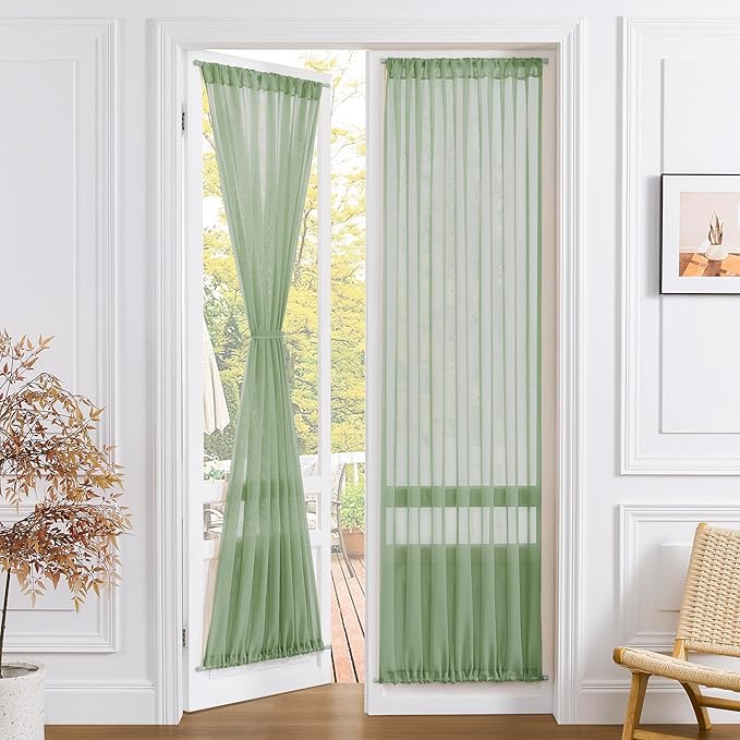Tollpiz Sheer Door Curtains Closet Linen Textured Curtains Sheer Doorway Light by Tollpiz