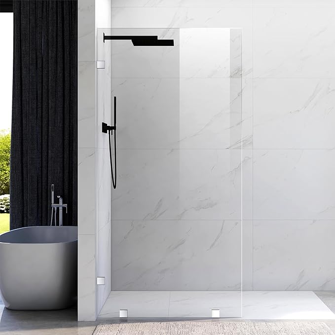 43" W ×80" H Shower Glass Panel, Frameless Fixed Glass Shower Panel by UNIKOOSHOWERDOOR