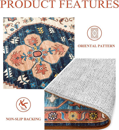 Lahome Boho Kitchen 2x7 Runner Rug - Non-Slip Washable Hallway Runner, Oriental Distressed Non-Shedding Rugs Carpet for Entryway Bedroom Laundry Room