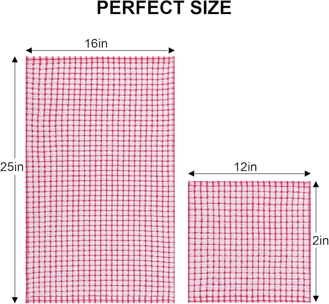 Kitinjoy Cotton 16 Pack Kitchen Towels and Dishcloths Sets, 16 x 25 Inch & 12 X - Image 6