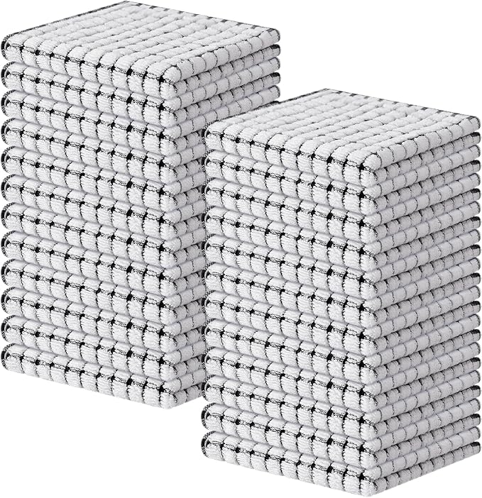 Kitinjoy Cotton 24 Pack Terry Kitchen Dish Cloths, 12 x 12 Inches Super Soft by Kitinjoy