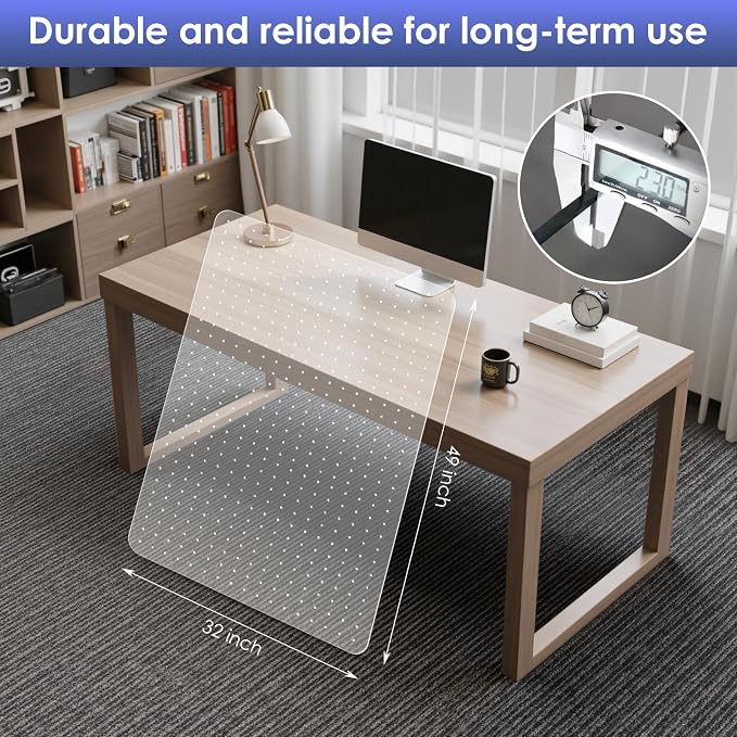 Kuyal Office Chair Mat for Carpet, 2 Pack 32x 49 Clear Heavy Duty Computer - Image 2